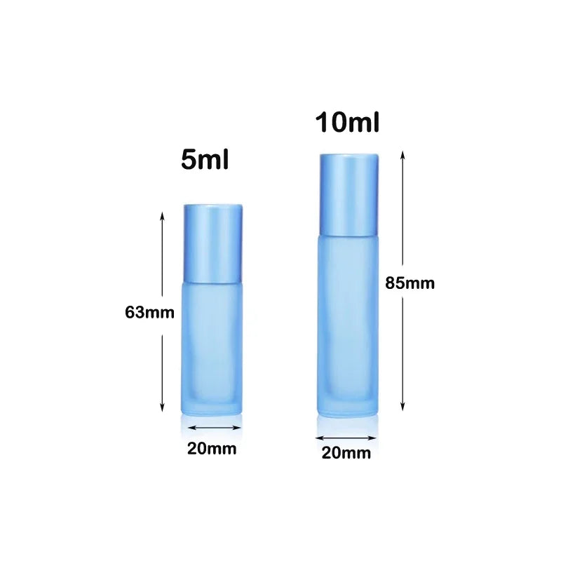 5Pcs Portable Essential Oil Roller Bottles – Frosted Glass, Refillable with Funnels - HeabitLife