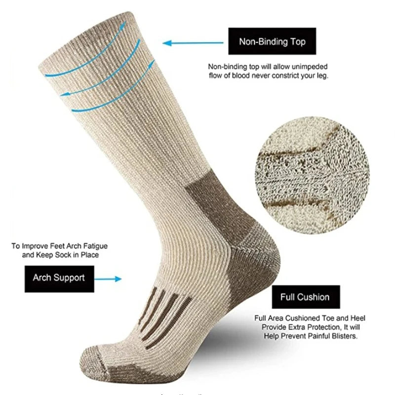 Thermal Crew Hiking Socks – Moisture-Wicking & Cushioned Comfort for Men and Women