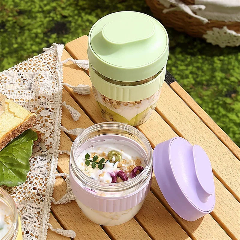 480/570ml Portable Breakfast Cup with Spoon – Oatmeal, Yogurt, and Salad Container - HeabitLife