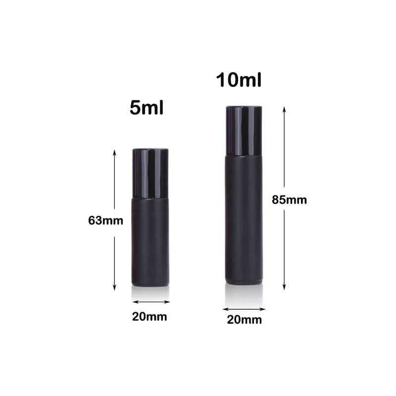 5Pcs Portable Essential Oil Roller Bottles – Frosted Glass, Refillable with Funnels - HeabitLife