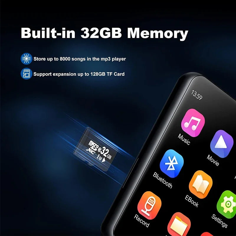 32GB Touchscreen MP3 Player with Bluetooth and FM Radio - HeabitLife