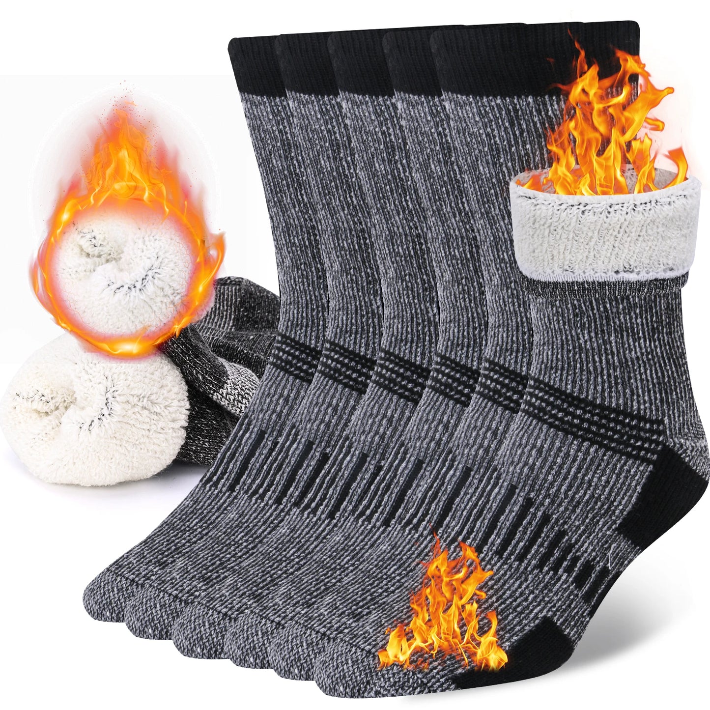 Winter Warrior Merino Thermal Socks – 3-Pair Pack for Hiking, Work & Everyday Comfort