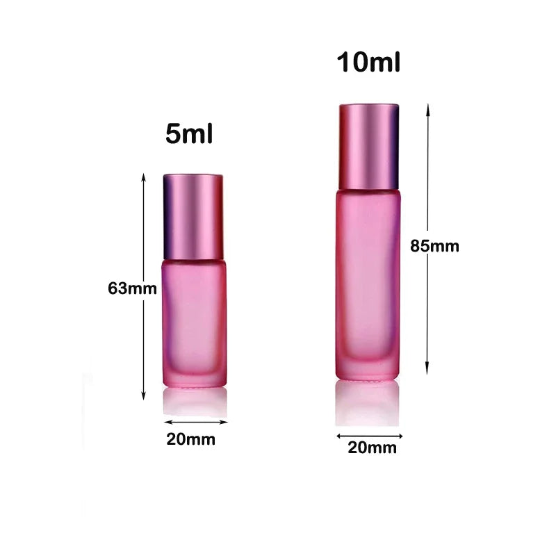 5Pcs Portable Essential Oil Roller Bottles – Frosted Glass, Refillable with Funnels - HeabitLife