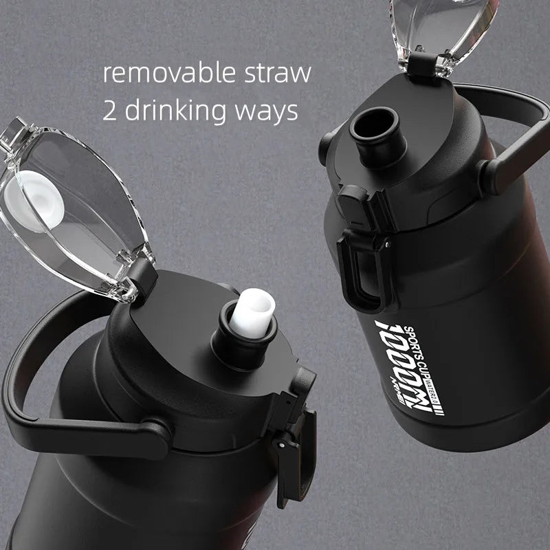 2L Stainless Steel Water Bottle with Straw Lid - HeabitLife