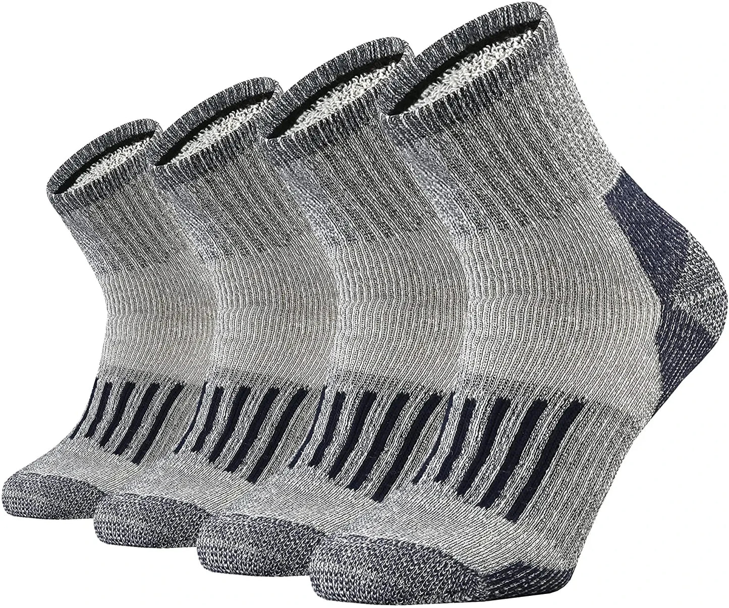 4 Pairs 65% Merino Wool Socks - Thick Warm Hiking Cushion Crew Socks for Men & Women