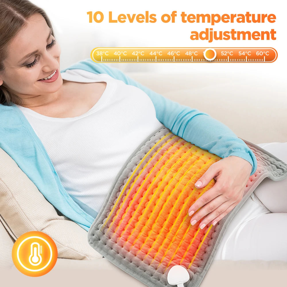 Extra-Cozy Electric Heating Pad – 60x30CM with 10 Heat Levels & 4 Timing Modes for Ultimate Body Relaxation