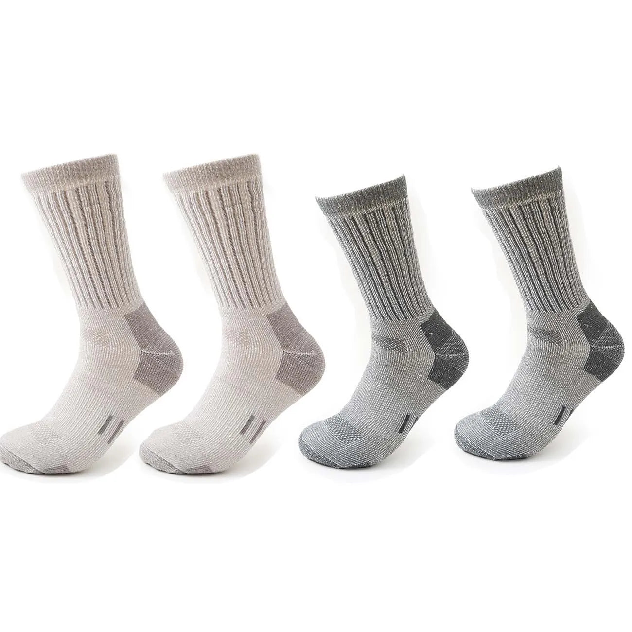 4 Pairs Men’s 35% Merino Wool Outdoor Hiking Socks – Crew Length Winter Thermal Boot Socks