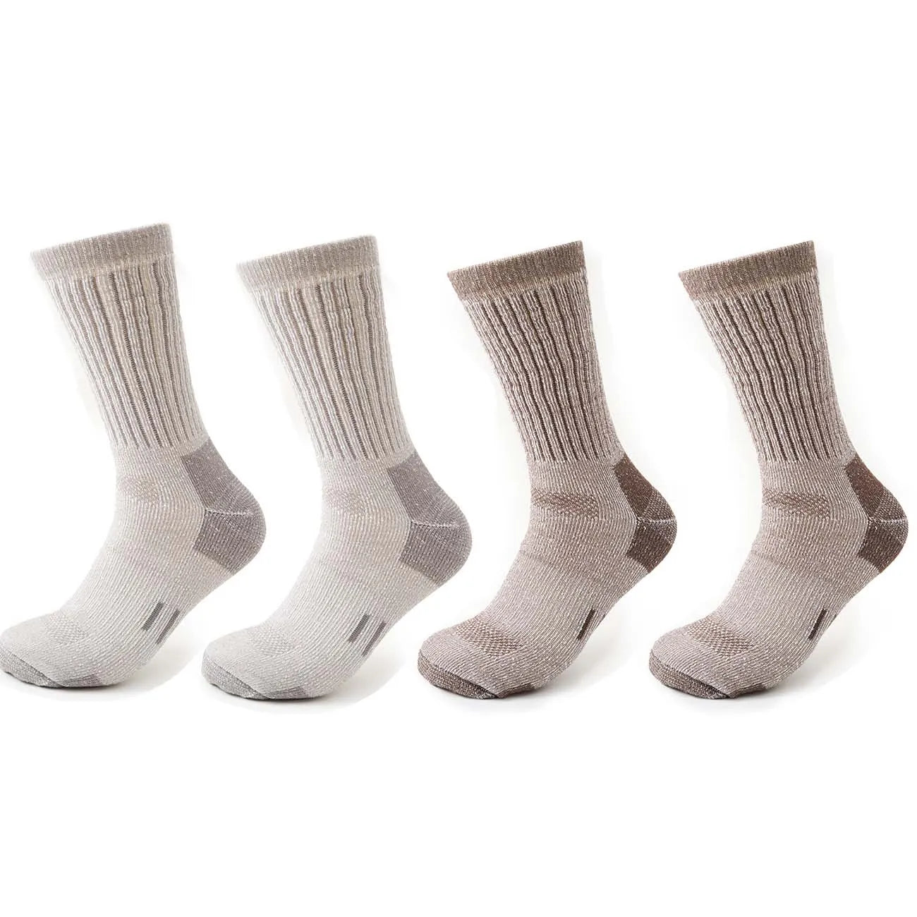 4 Pairs Men’s 35% Merino Wool Outdoor Hiking Socks – Crew Length Winter Thermal Boot Socks