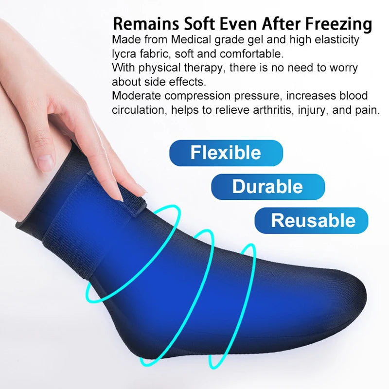 Foot Ice Pack Wrap – Reusable Cooling Sock for Plantar Fasciitis & Ankle Pain Relief