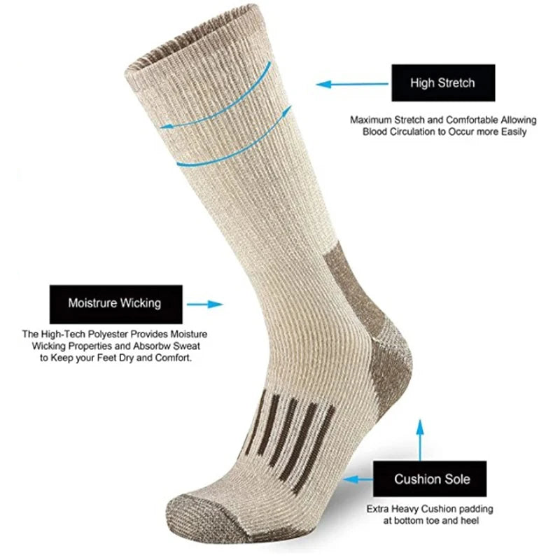 Thermal Crew Hiking Socks – Moisture-Wicking & Cushioned Comfort for Men and Women