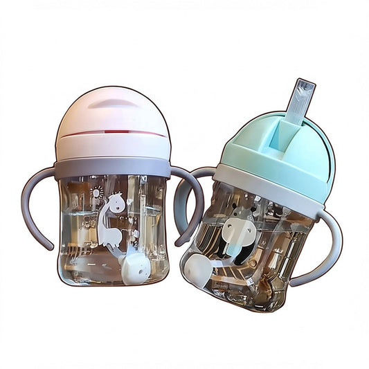 250ML Cartoon Sippy Cup with Straw – Leakproof Water Bottle for Kids