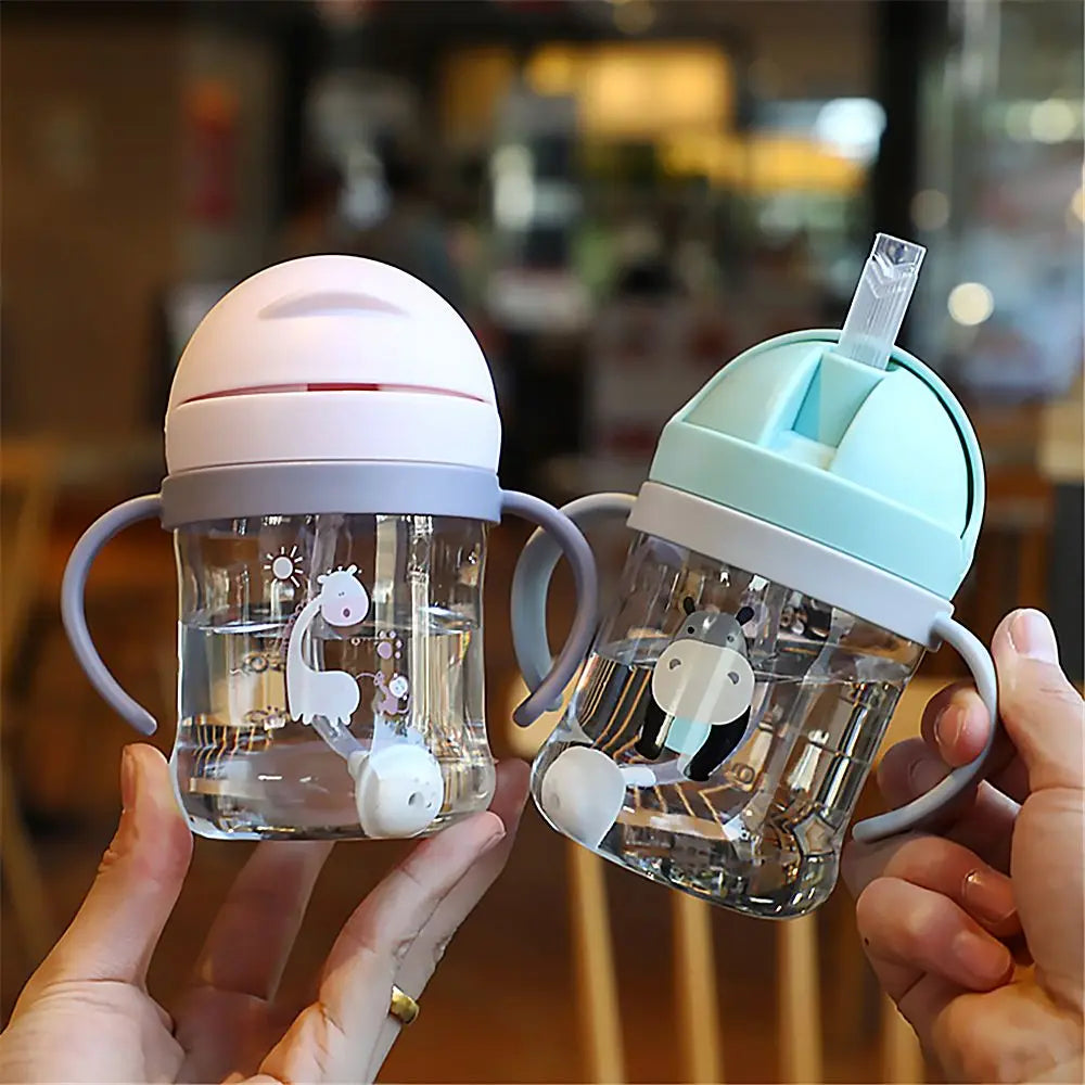 250ML Cartoon Sippy Cup with Straw – Leakproof Water Bottle for Kids - HeabitLife