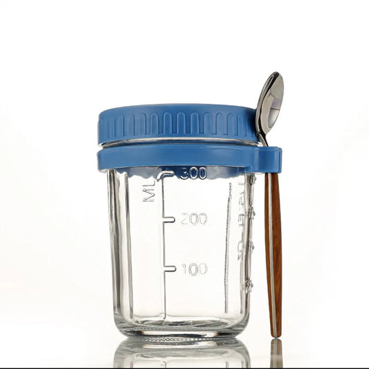350ml Overnight Oats Glass Container with Lid and Spoon - HeabitLife