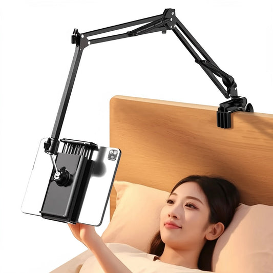 360° Rotating Bedside Tablet Holder – 90cm Adjustable Metal Arm