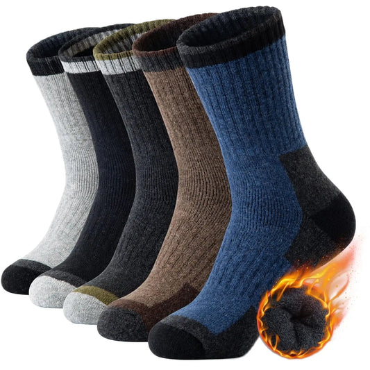 5 Pairs Men's Wool Cotton Crew Socks – Warm and Comfortable Winter Socks