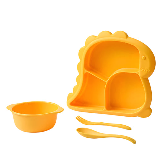 Dinosaur Baby Tableware Set – Plate, Bowl, Spoon, and Fork - HeabitLife