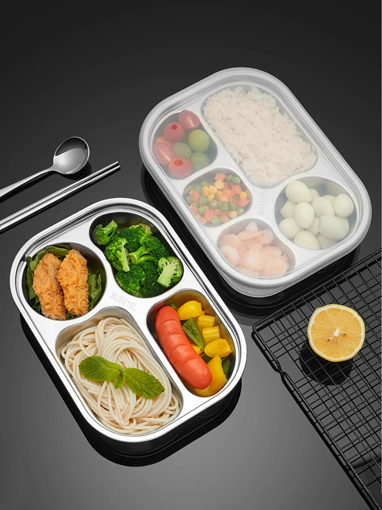 High-Capacity Stainless Steel Divided Dinner Plate with Dust Lid – Durable, Food-Grade Tray - HeabitLife