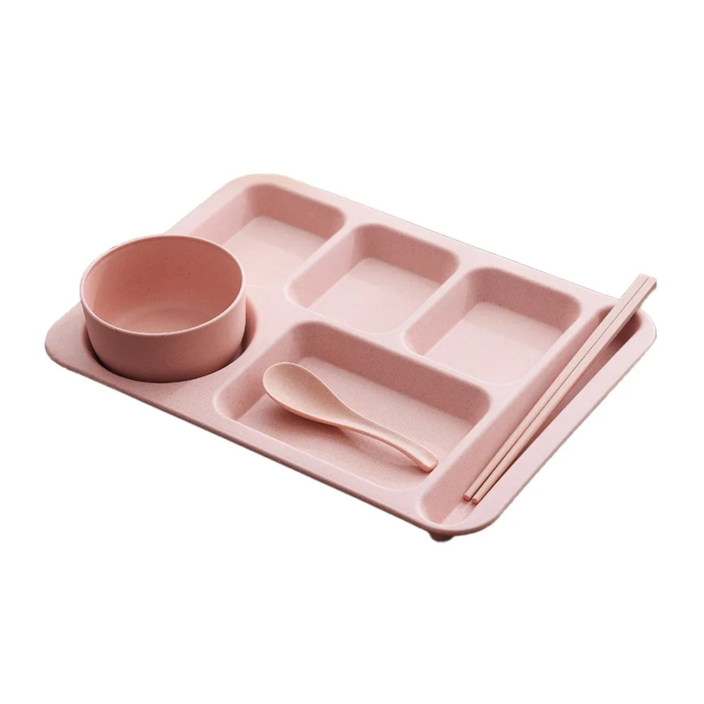 Student Meal Plate Dinner Set – Plate, Bowl, Spoon, and Chopsticks - HeabitLife