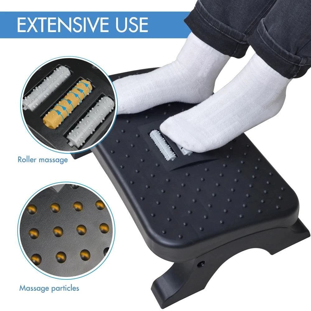 Ergonomic Under Desk Footrest with Massage Rollers - HeabitLife