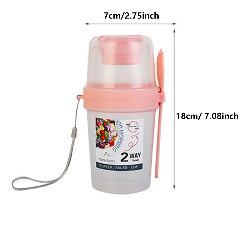 Leakproof Breakfast and Salad Cups with Dressing Holder and Fork - HeabitLife