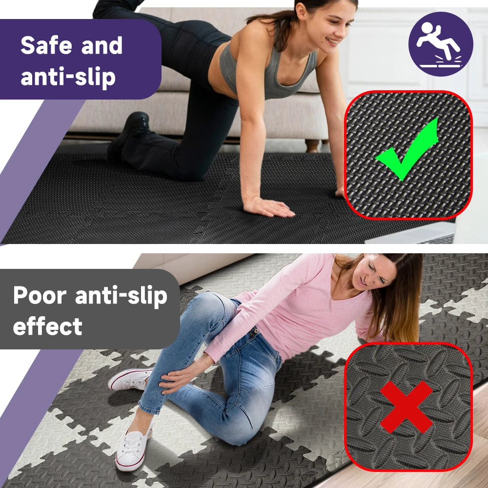 8/12/20pcs Non-Slip EVA Interlocking Foam Floor Mats – Gym & Play Protection