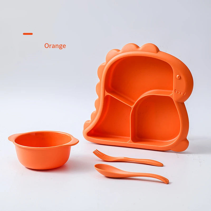 Dinosaur Baby Tableware Set – Plate, Bowl, Spoon, and Fork - HeabitLife