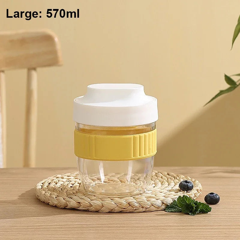 480/570ml Portable Breakfast Cup with Spoon – Oatmeal, Yogurt, and Salad Container