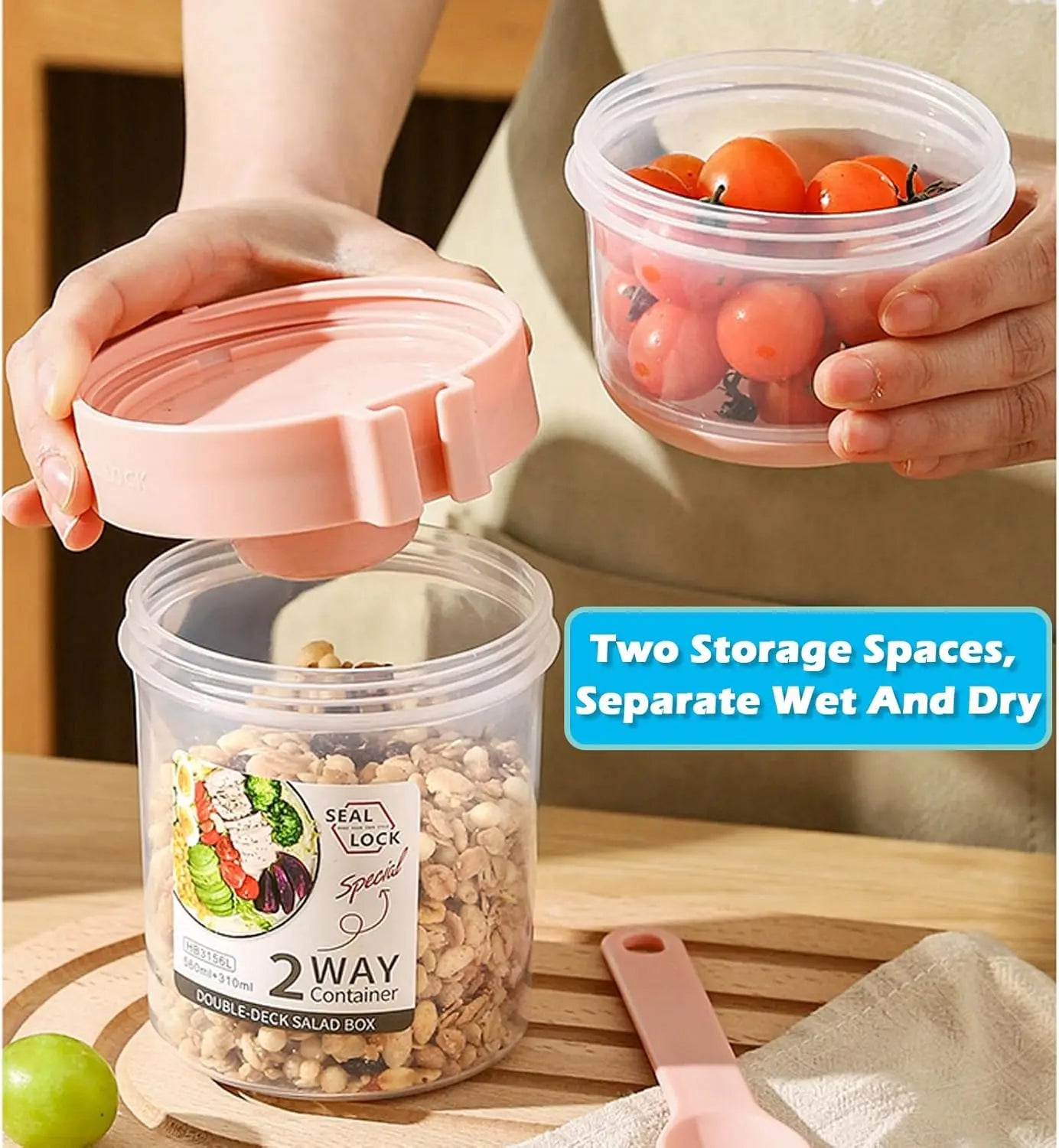 Leakproof Breakfast and Salad Cups with Dressing Holder and Fork - HeabitLife