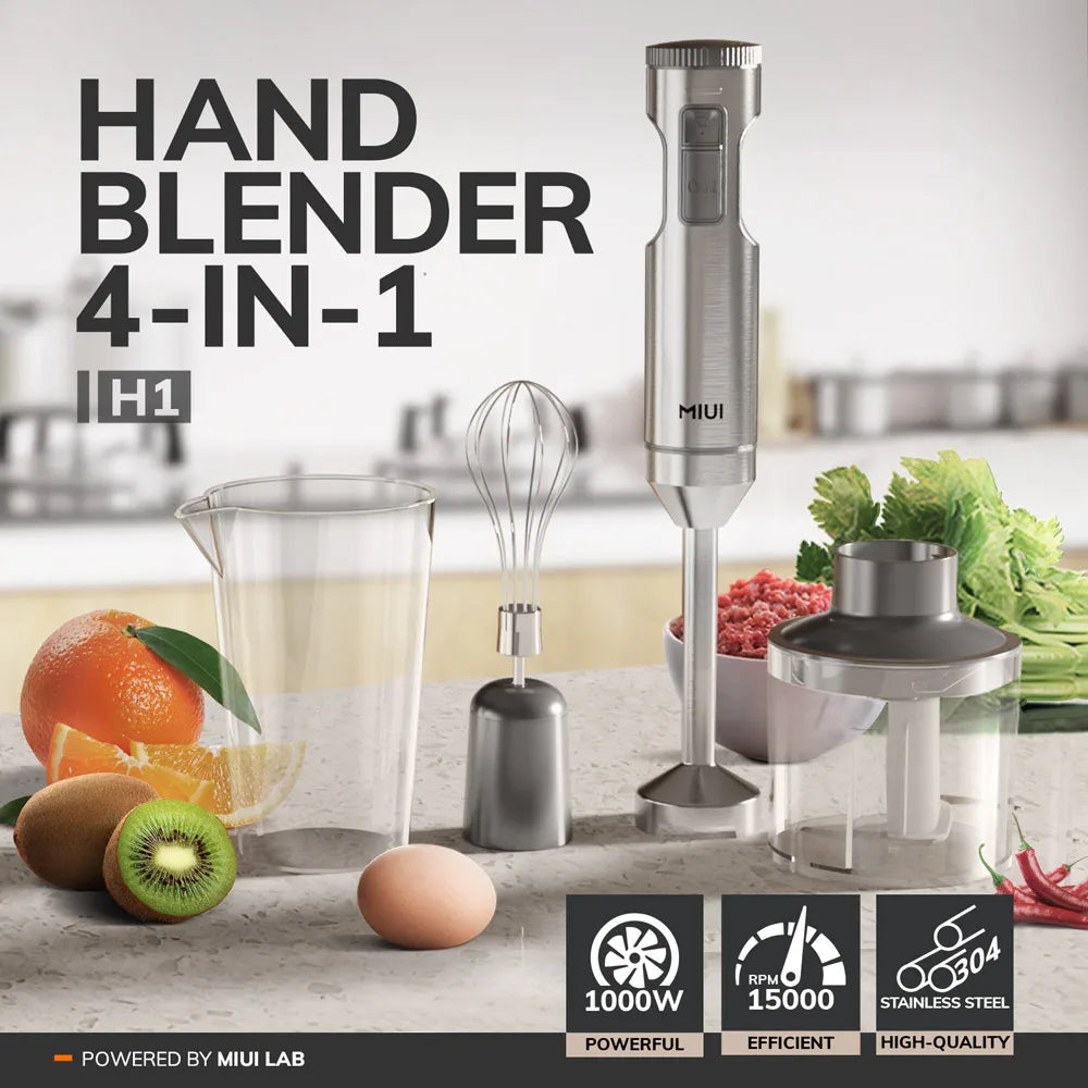 MIUI Hand Immersion Blender 1000W – 4-in-1 Stainless Steel Food Mixer