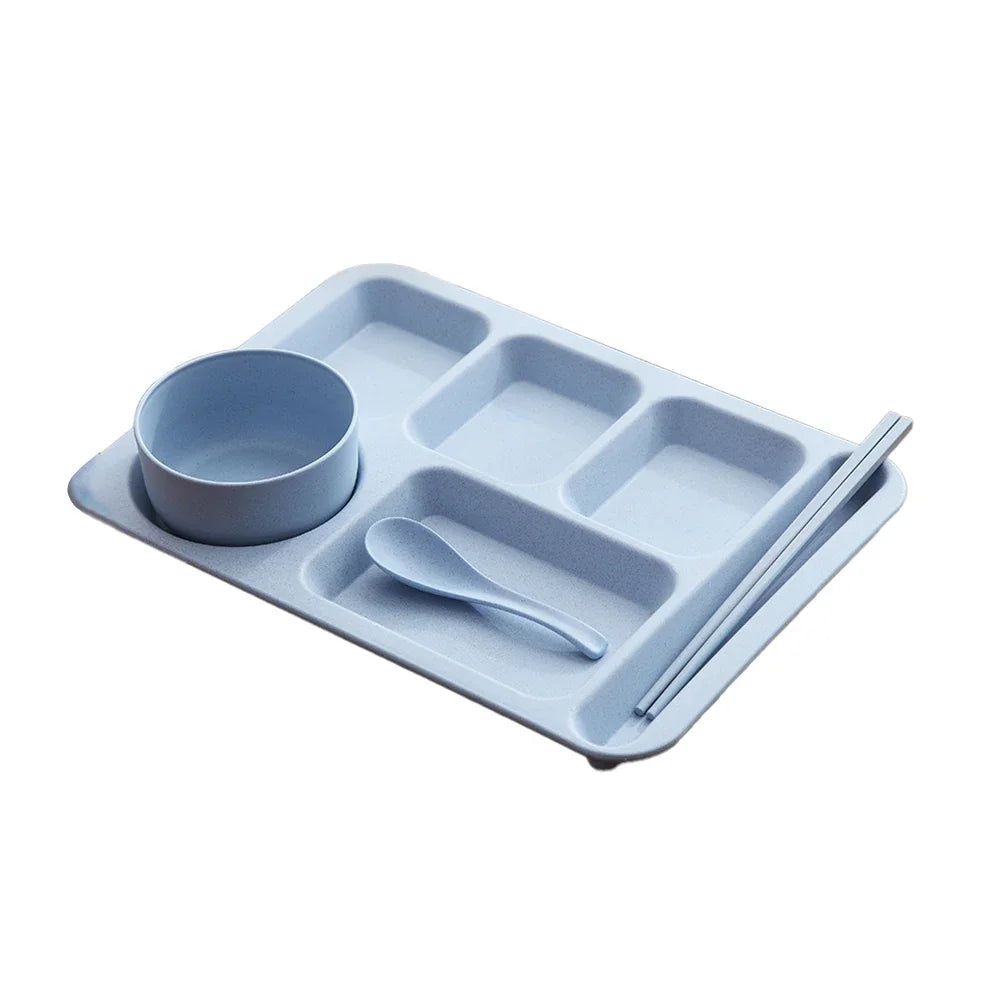 Student Meal Plate Dinner Set – Plate, Bowl, Spoon, and Chopsticks - HeabitLife