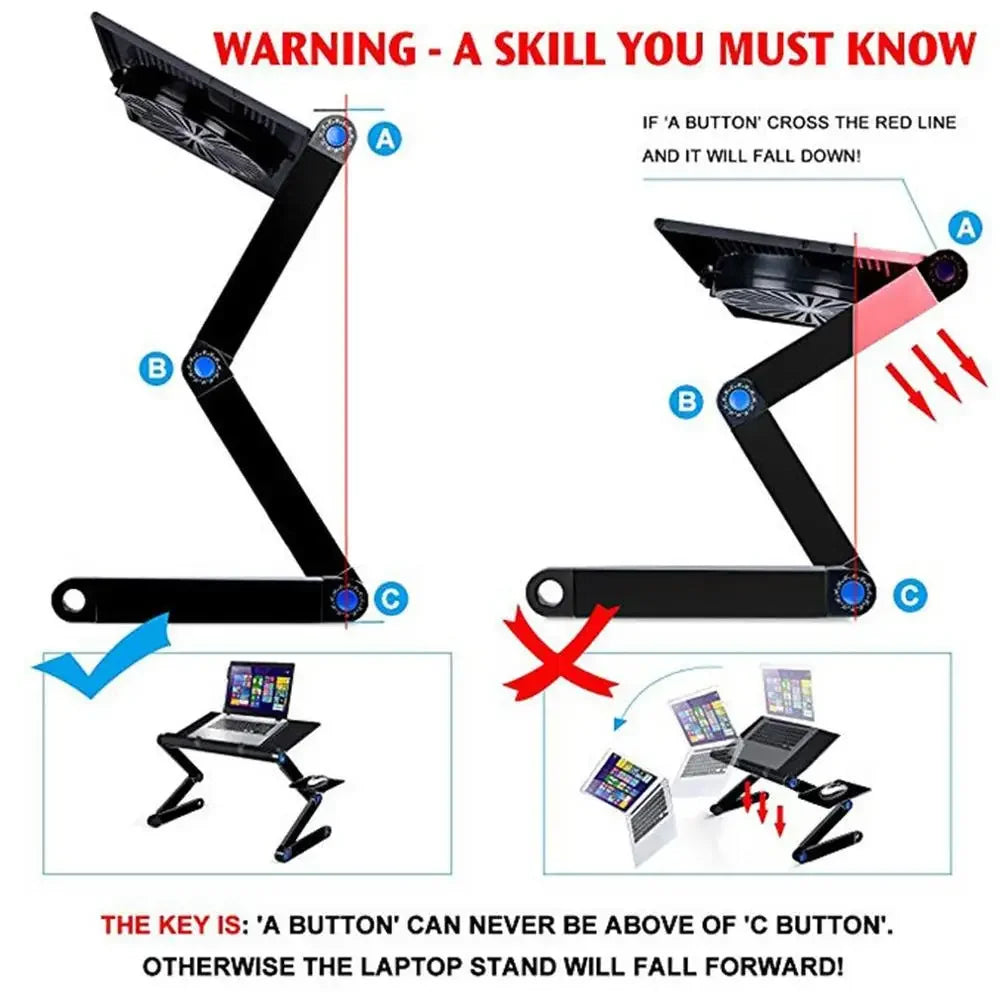 Adjustable Aluminum Laptop Table with Cooling Fan - HeabitLife