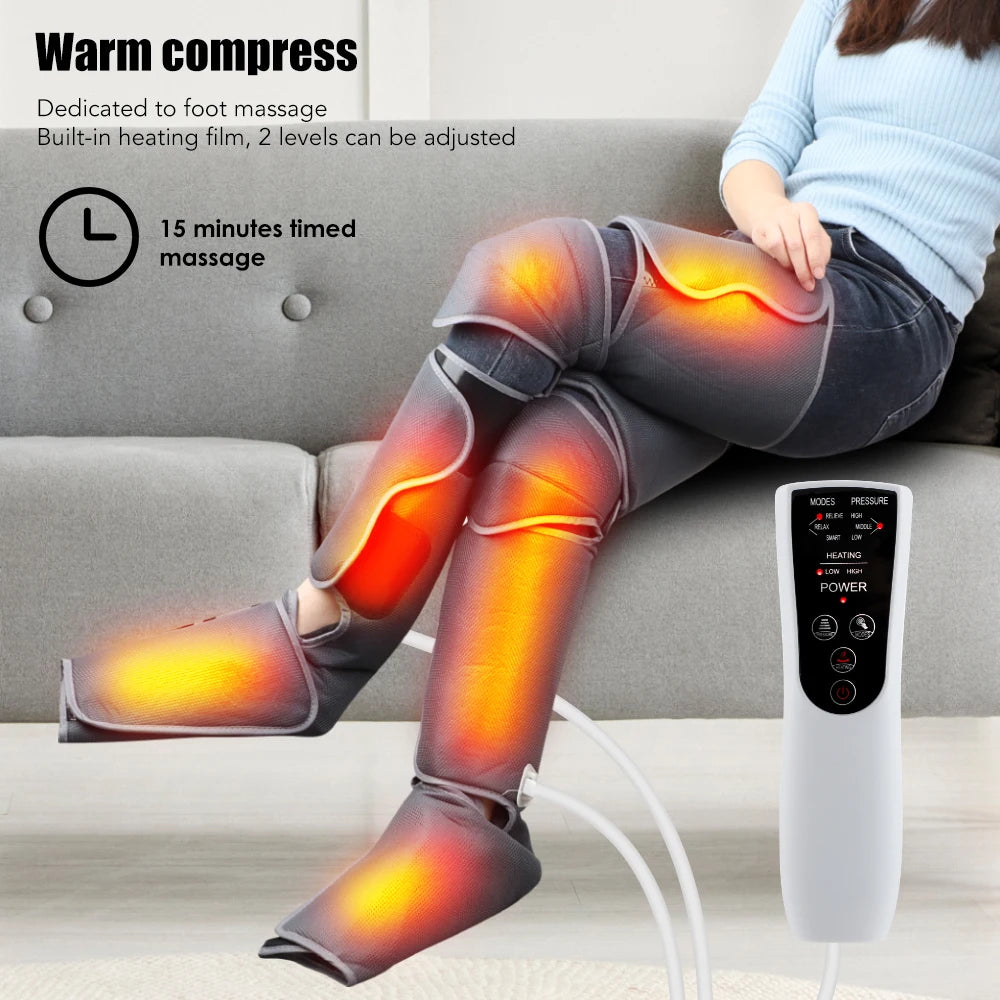 Electric Air Pressure Leg Massager – Shiatsu Airbag Calf & Foot Massage with Heat