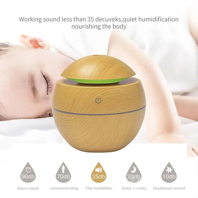 Wood Grain Ultrasonic Air Humidifier – Aromatherapy & Purifier