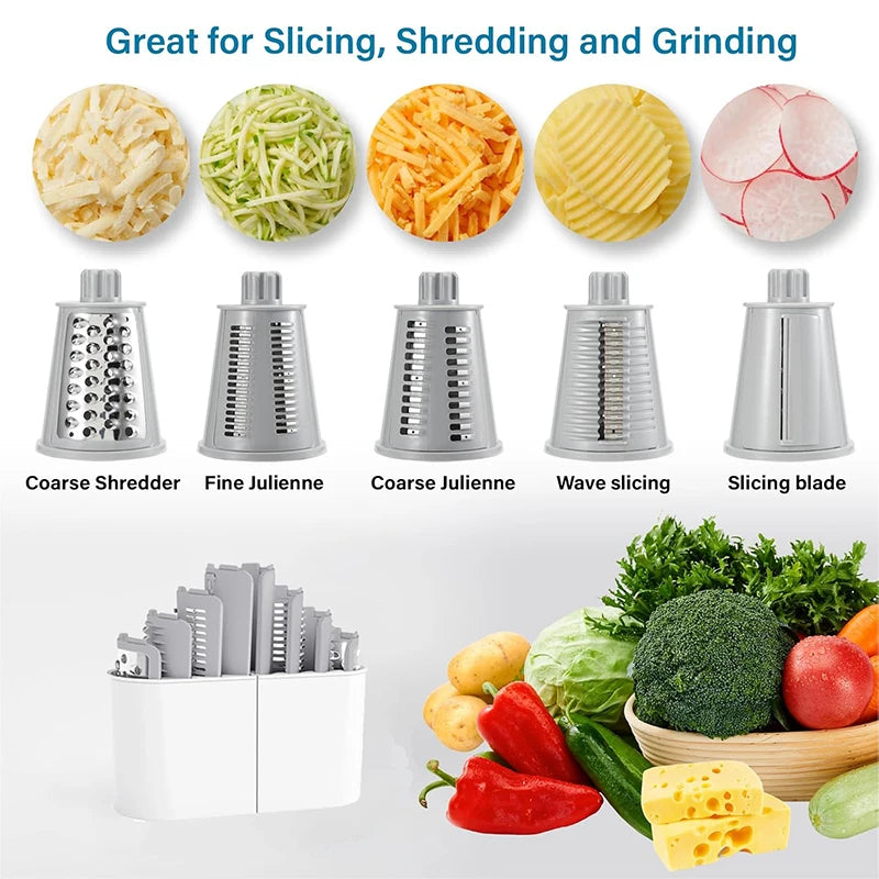 5-in-1 Rotary Cheese Grater & Vegetable Slicer