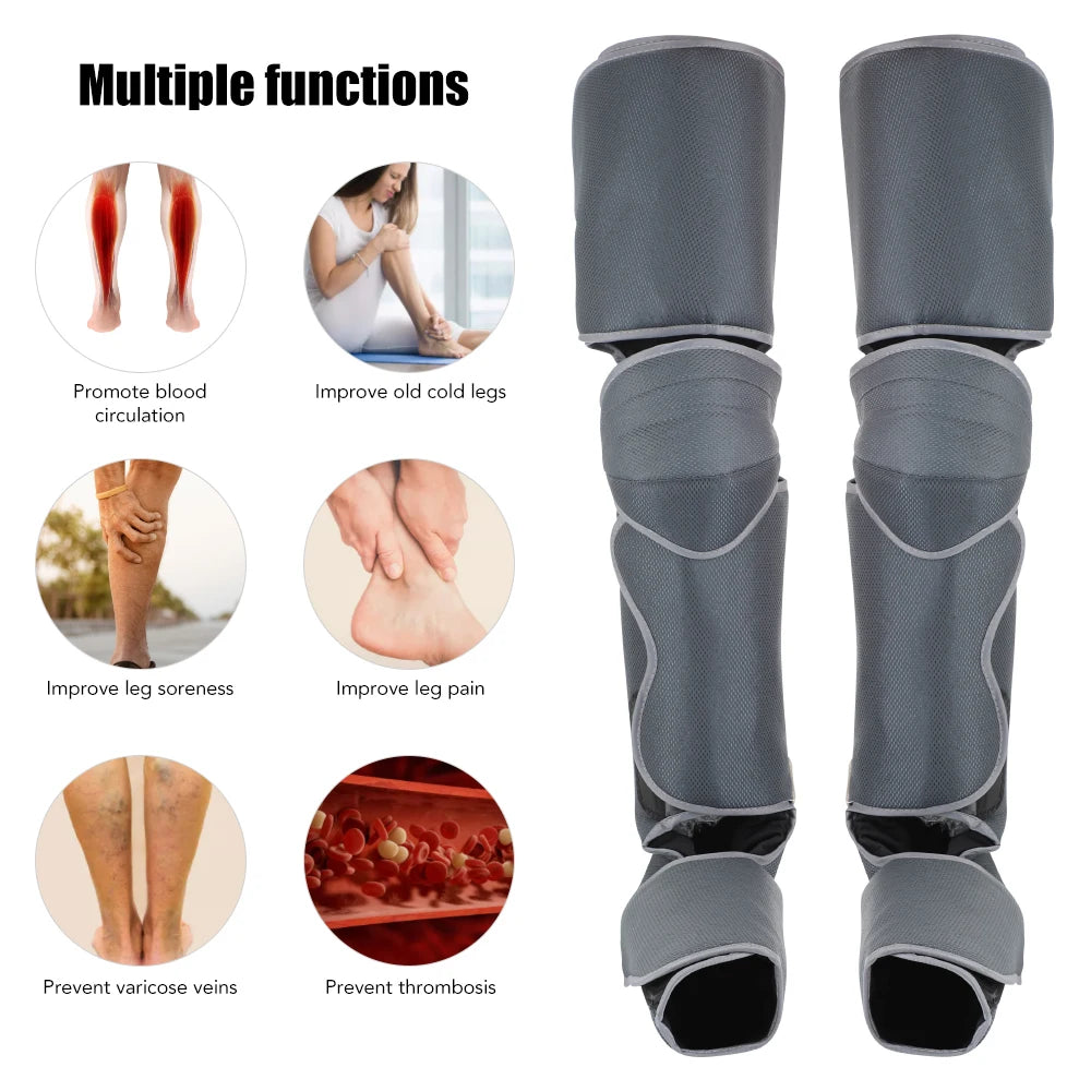 Electric Air Pressure Leg Massager – Shiatsu Airbag Calf & Foot Massage with Heat