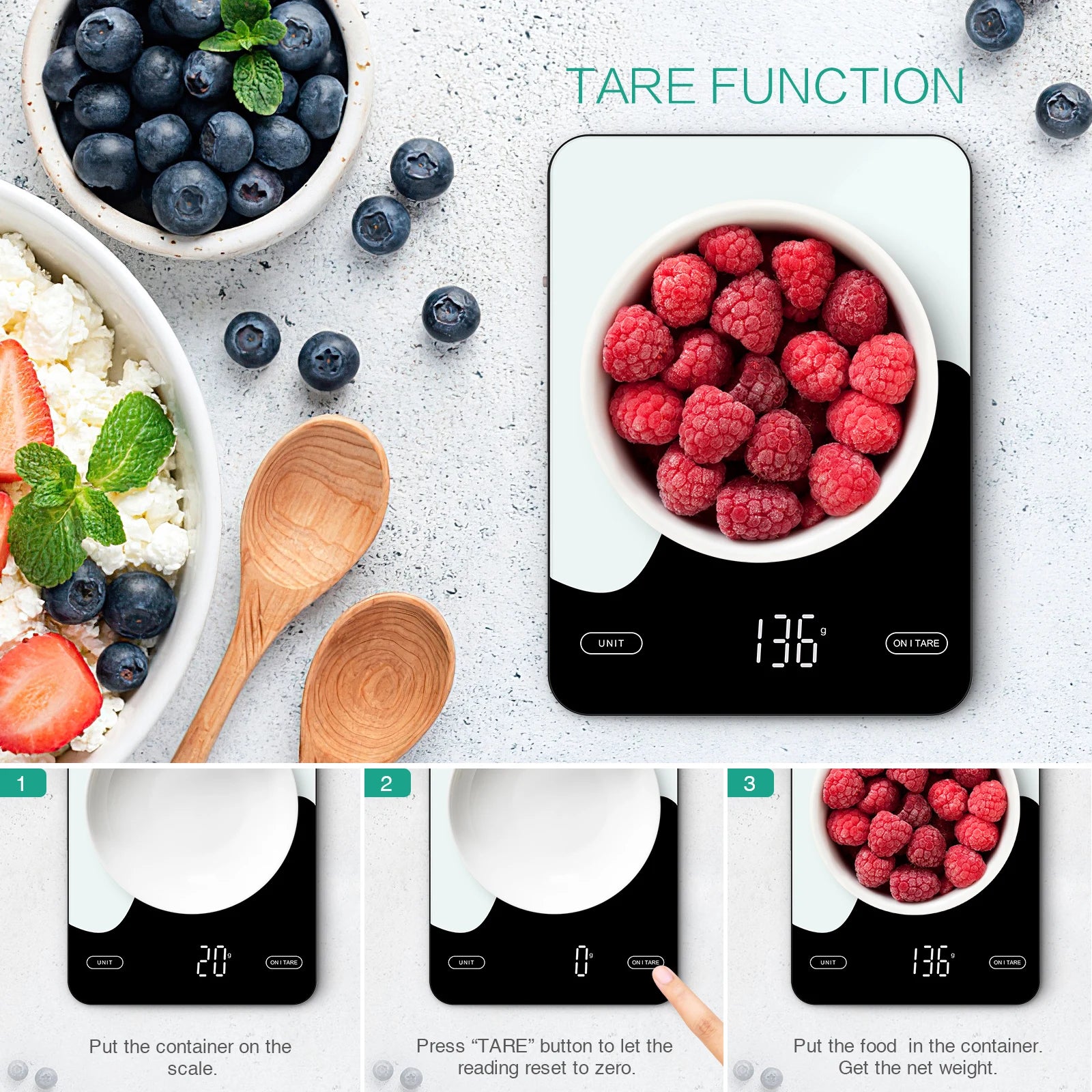 Rechargeable Digital Food Scale With Nutrition Calculator App - HeabitLife