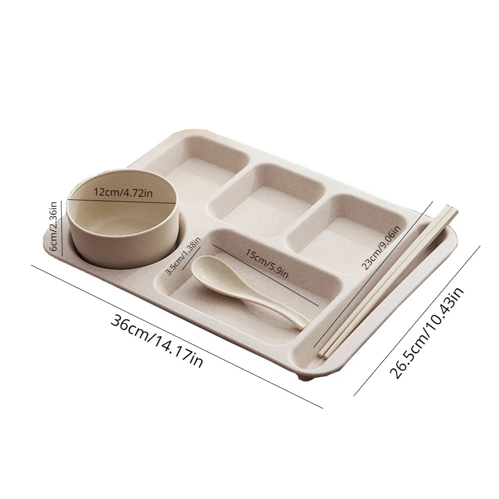 Student Meal Plate Dinner Set – Plate, Bowl, Spoon, and Chopsticks - HeabitLife