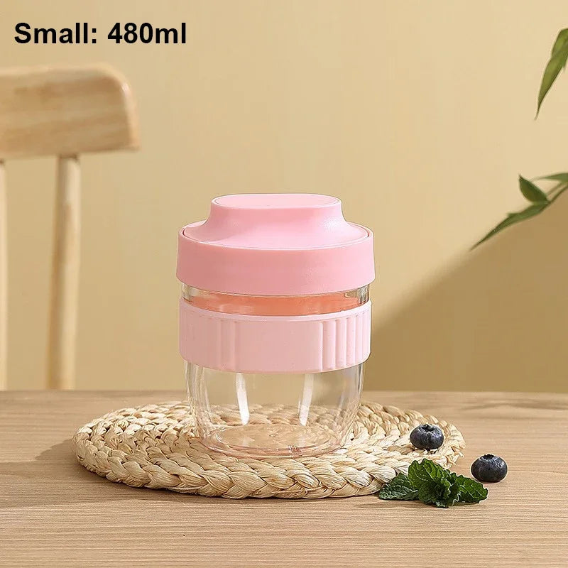 480/570ml Portable Breakfast Cup with Spoon – Oatmeal, Yogurt, and Salad Container