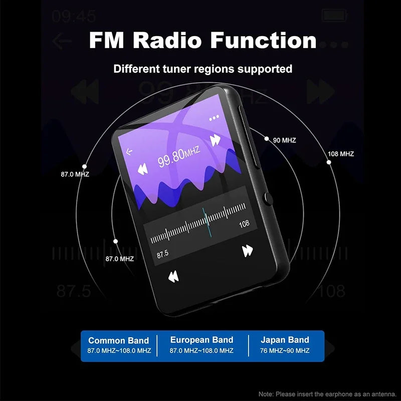 32GB Touchscreen MP3 Player with Bluetooth and FM Radio