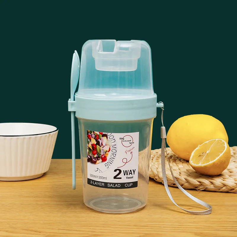 Leakproof Breakfast and Salad Cups with Dressing Holder and Fork - HeabitLife