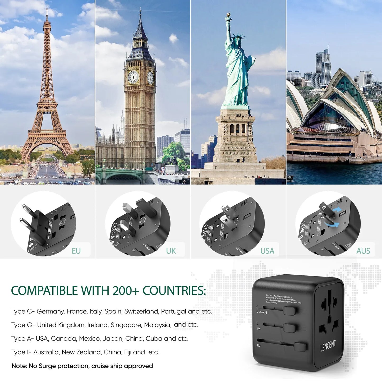 International EU/UK/USA/AUS Travel Adapter - HeabitLife