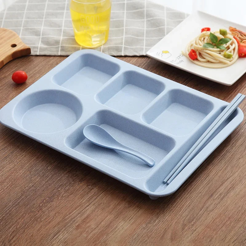 Student Meal Plate Dinner Set – Plate, Bowl, Spoon, and Chopsticks - HeabitLife