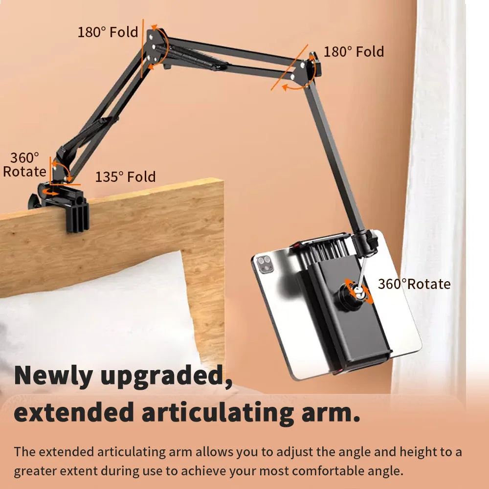 360° Rotating Tablet Holder for Bed with 90cm Adjustable Arm - HeabitLife