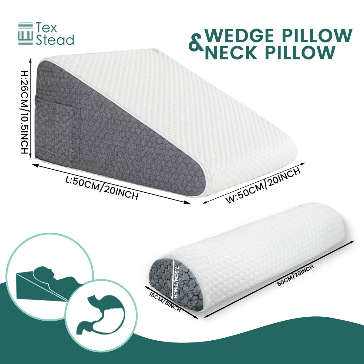 Acid Reflux Relief Bed Wedge Pillow Set - HeabitLife