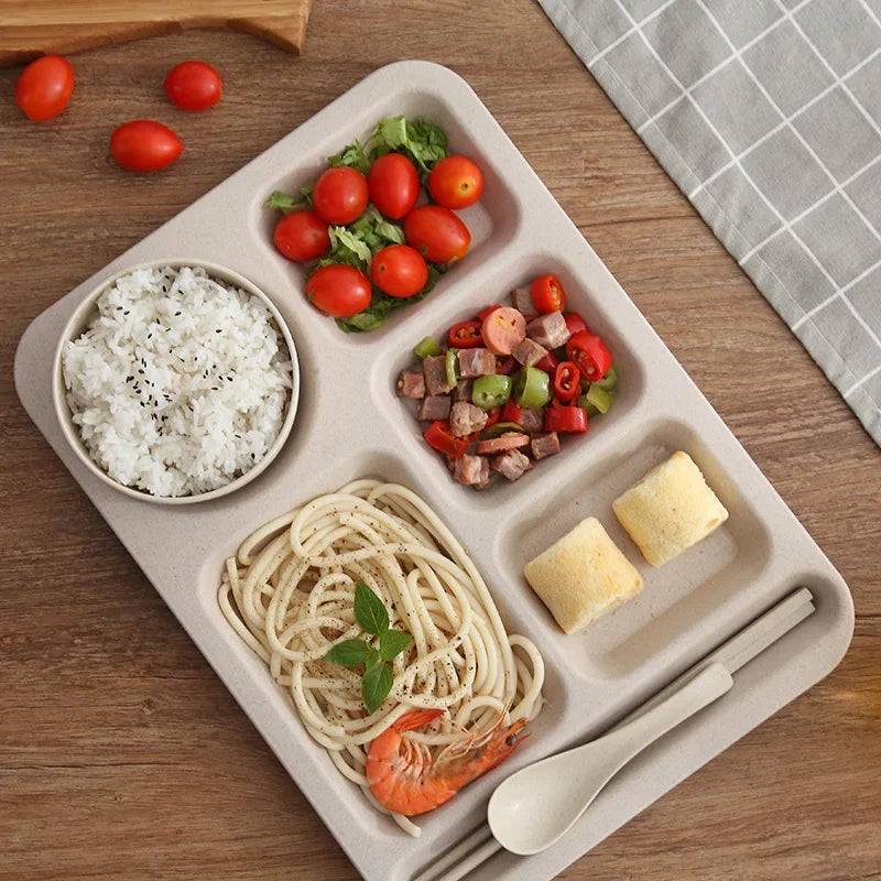 Student Meal Plate Dinner Set – Plate, Bowl, Spoon, and Chopsticks - HeabitLife