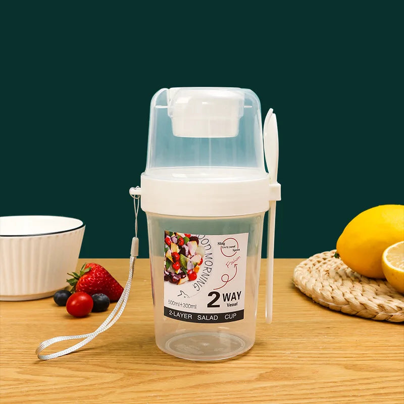 Leakproof Breakfast and Salad Cups with Dressing Holder and Fork - HeabitLife