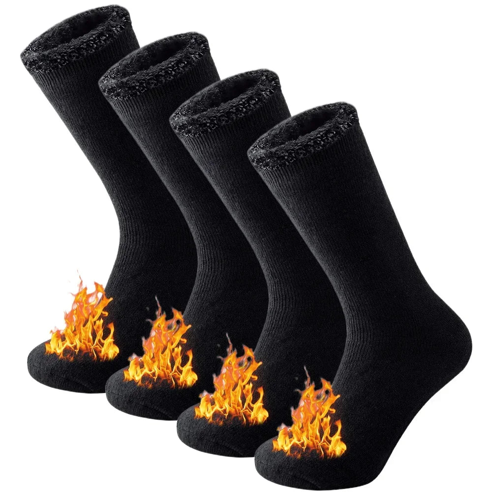 Extra-Warm Winter Thermal Socks – Insulated Cold Weather Crew Socks (2 Pairs Pack)