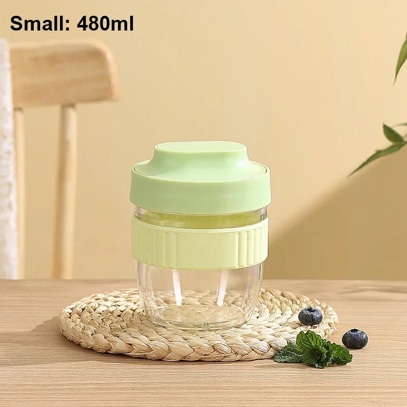 480/570ml Portable Breakfast Cup with Spoon – Oatmeal, Yogurt, and Salad Container