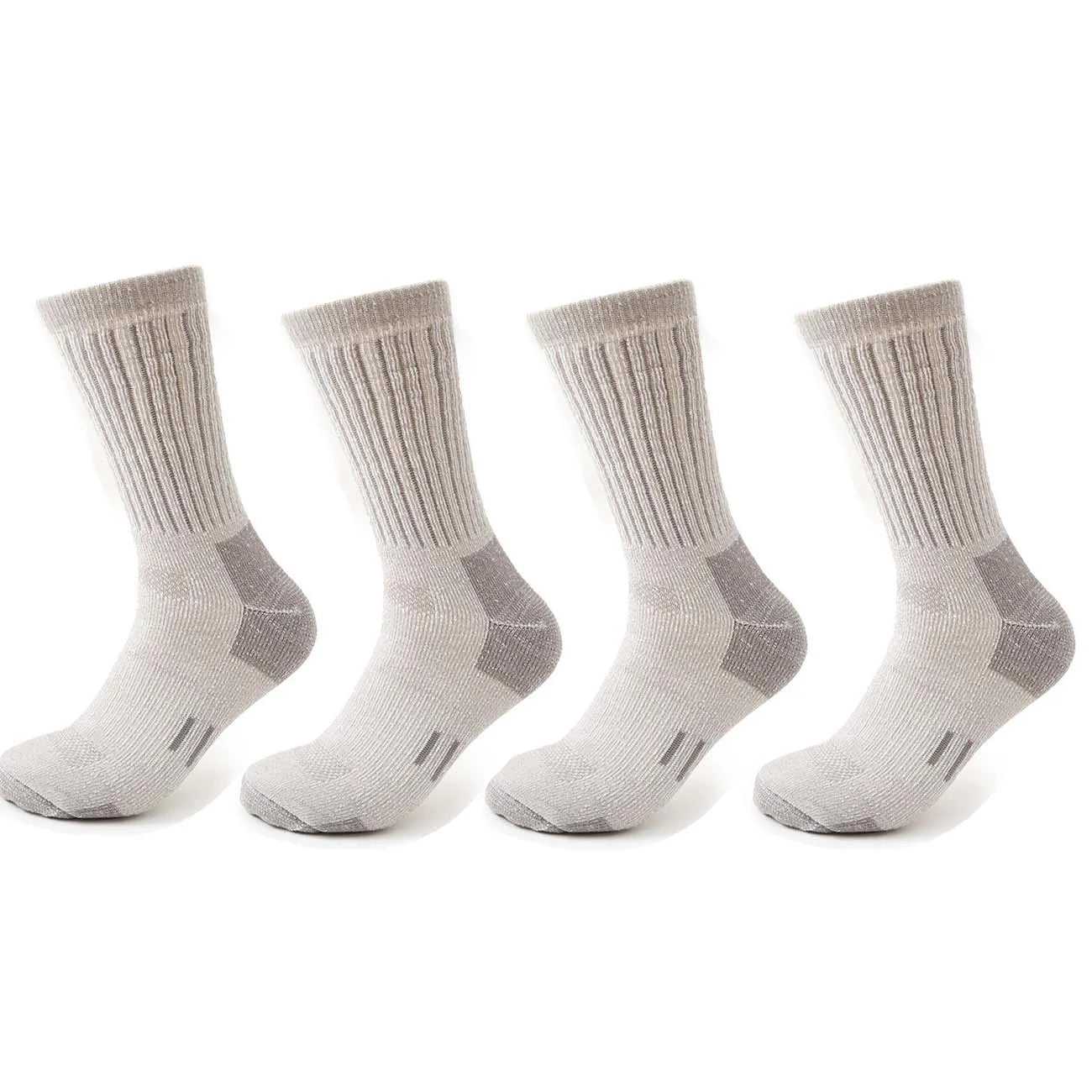4 Pairs Men’s 35% Merino Wool Outdoor Hiking Socks – Crew Length Winter Thermal Boot Socks