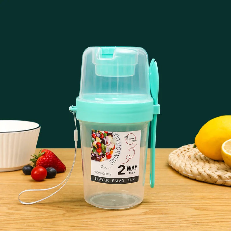 Leakproof Breakfast and Salad Cups with Dressing Holder and Fork - HeabitLife